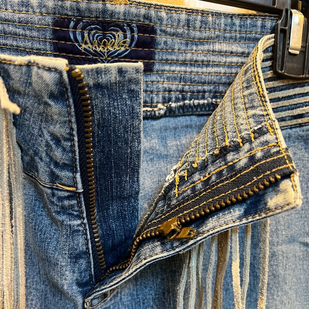 Y2K Angels Blue boho Denim Maxi Skirt with Tassel Waistband Sz 6 - Picture 5 of 9